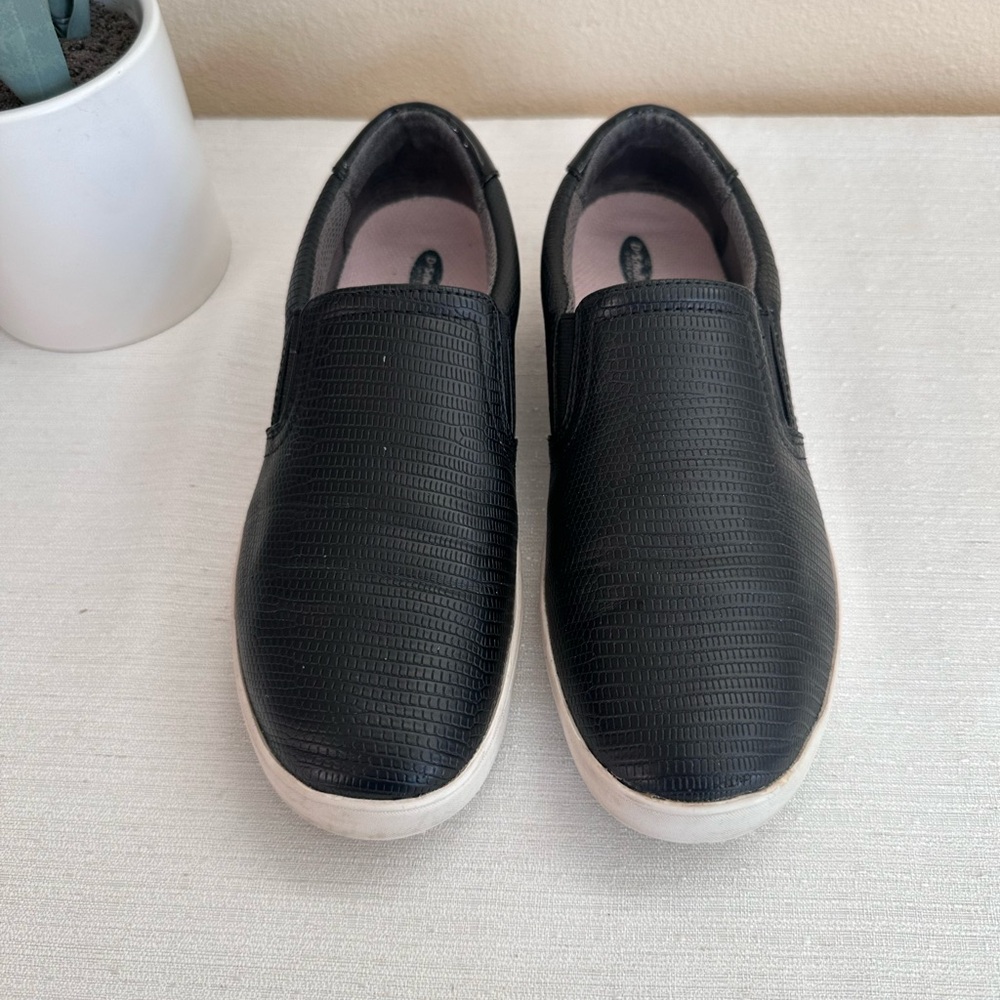 Dr. Scholl’s Black Snake Skin Texture Leather Casual Sneakers Women’s 7M - Picture 2 of 12